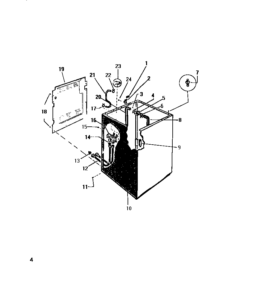 White-Westinghouse LA271EXW2 cabinet, hoses diagram