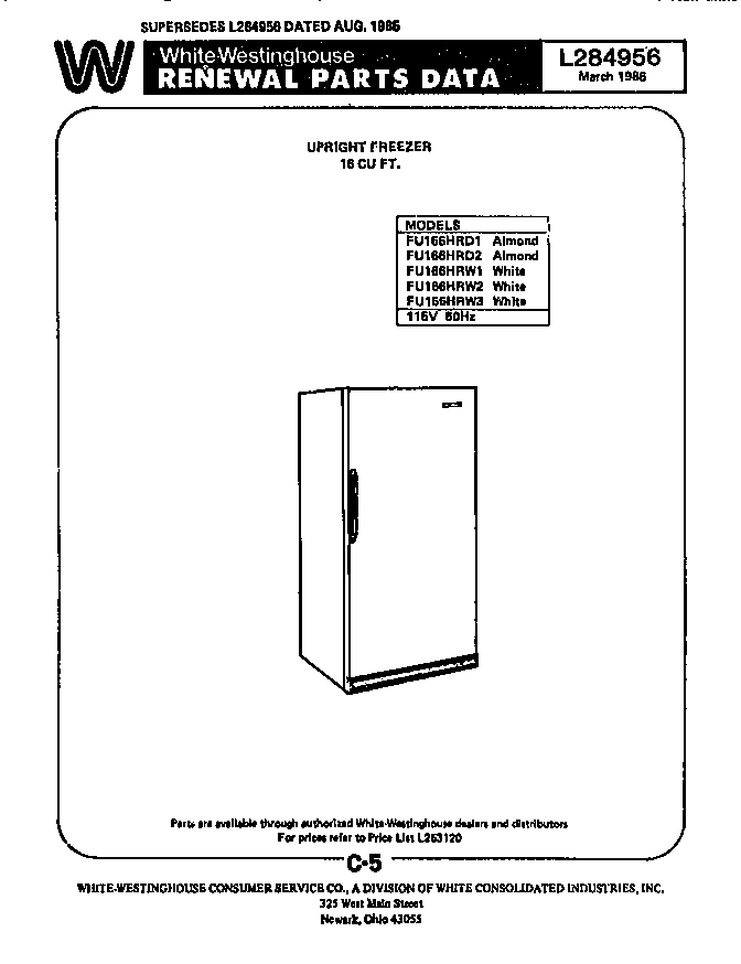 White-Westinghouse FU166HRW3 null diagram