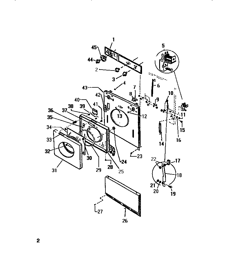 White-Westinghouse LT250EXD4 door, front panel diagram