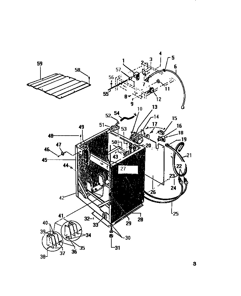 White-Westinghouse LT250EXD4 cabinet, hoses diagram