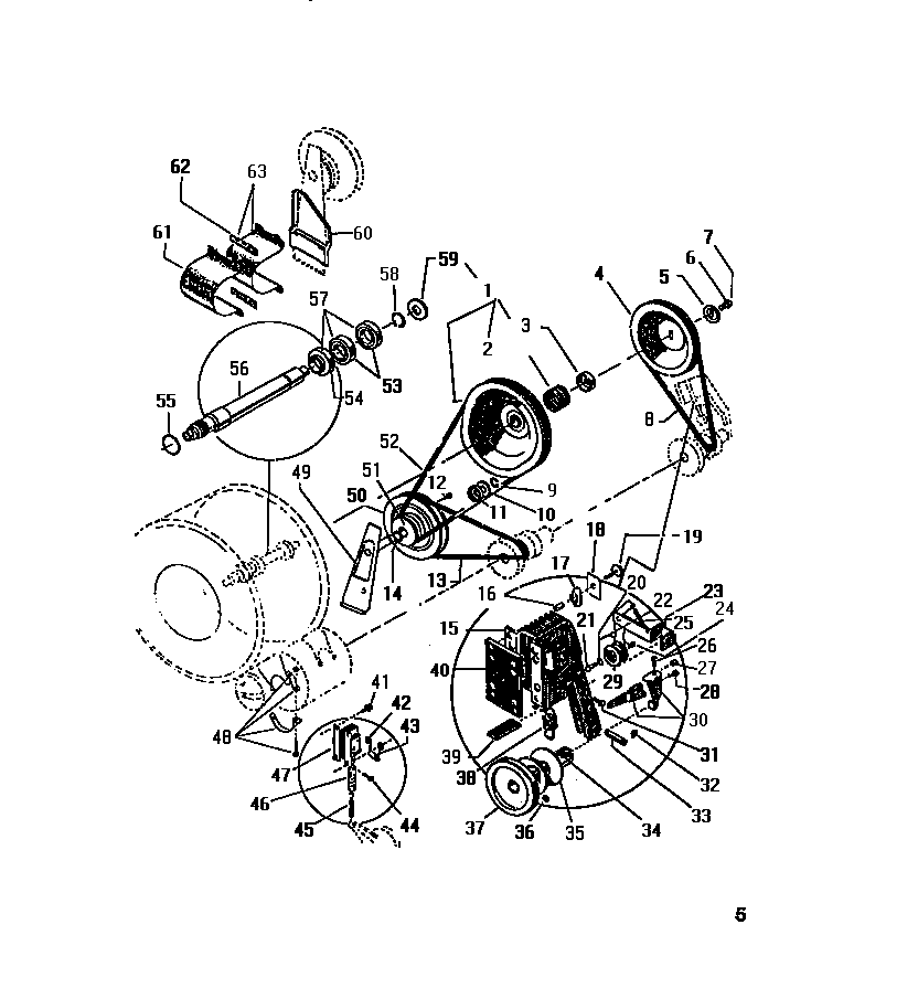White-Westinghouse LT250EXD4 pulley, belts diagram