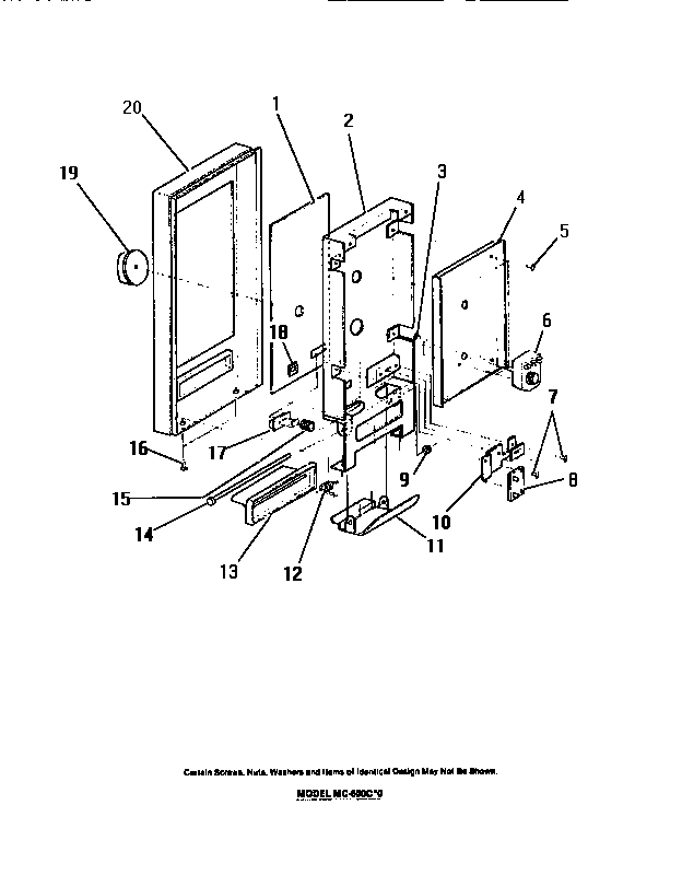 Frigidaire MC1050C0 electrical controls, panel, trim diagram