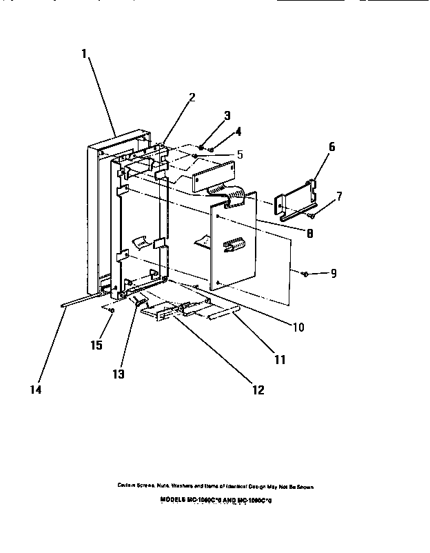 Frigidaire MC1050C0 electrical controls, panel, trim diagram