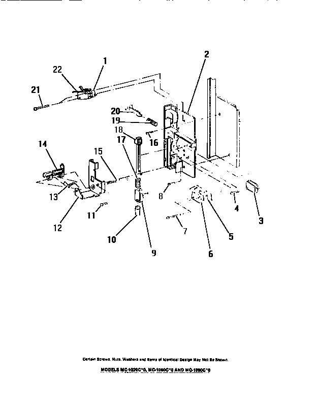 Frigidaire MC1050C0 door interlock switches, magnetron, mounting plate diagram