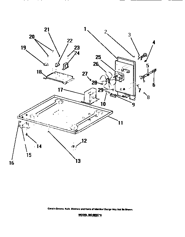 Frigidaire MC1050C0 cabinet base,  blower motor, transformer, elec, components diagram
