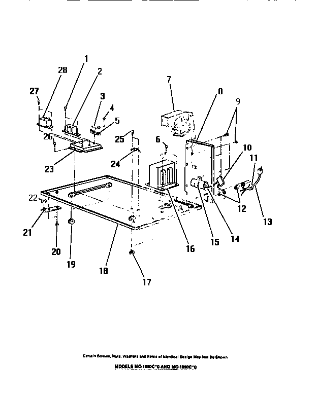 Frigidaire MC1050C0 cabinet base, blower motor, transformer, elec. components diagram