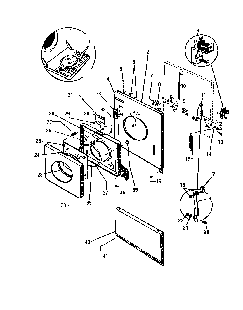 White-Westinghouse LT700EXH1 door, front panel diagram