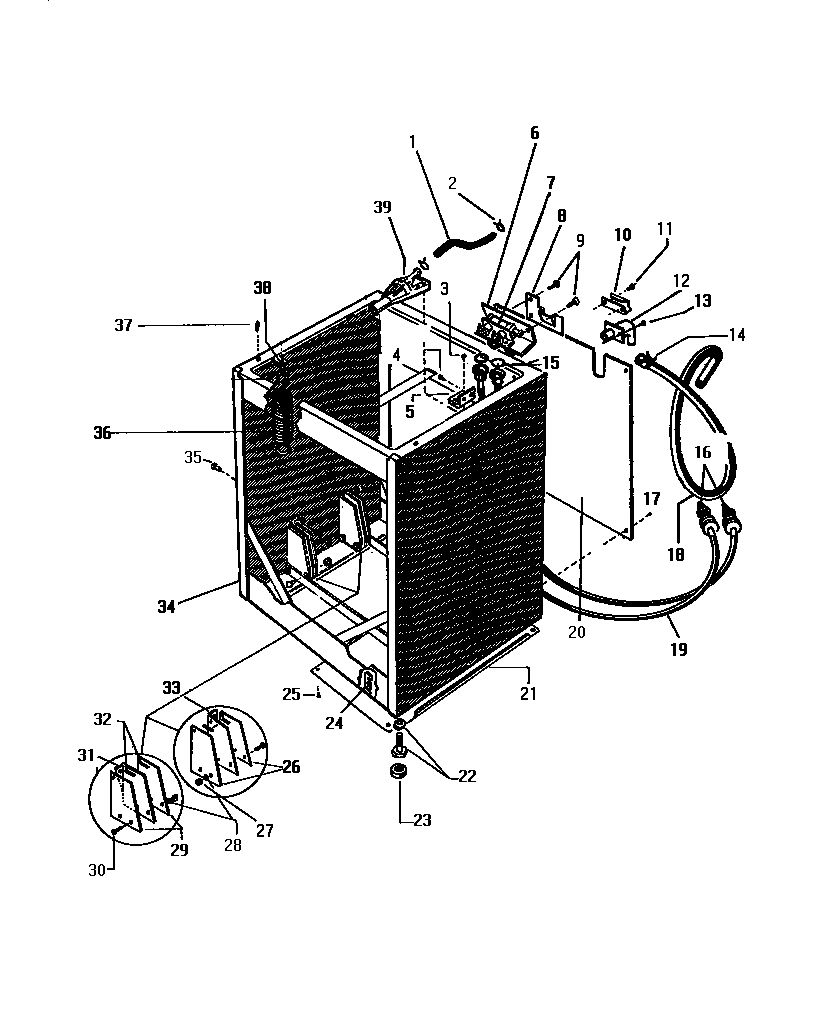 White-Westinghouse LT700EXH1 cabinet & hoses diagram
