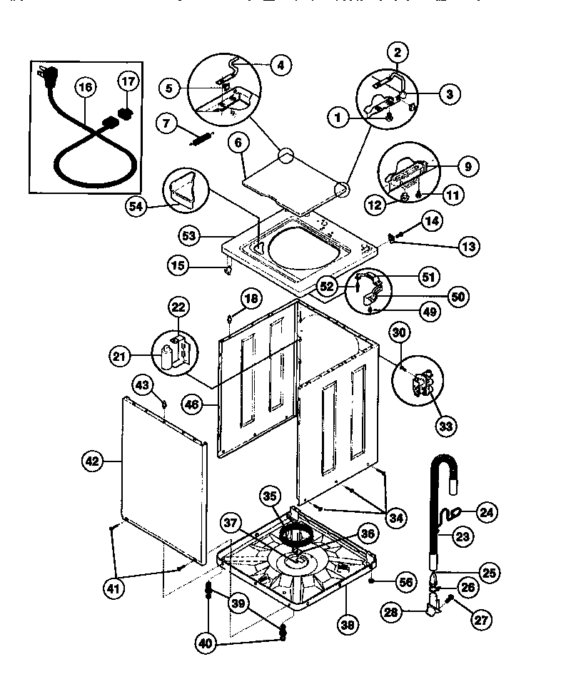 Tappan TWX233RBD1 sides & top diagram