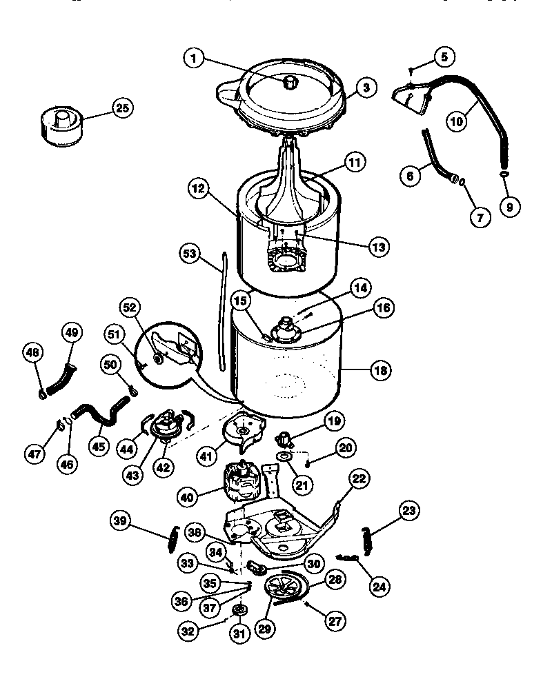 Tappan TWX233RBD1 tub diagram
