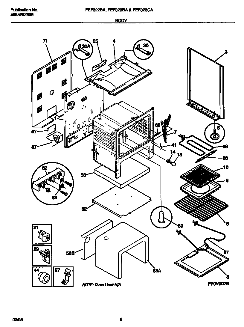 Frigidaire FEF322BADB body diagram