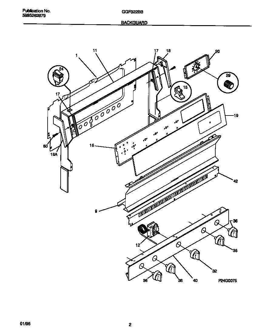 Gibson GGF322BBWB backguard diagram