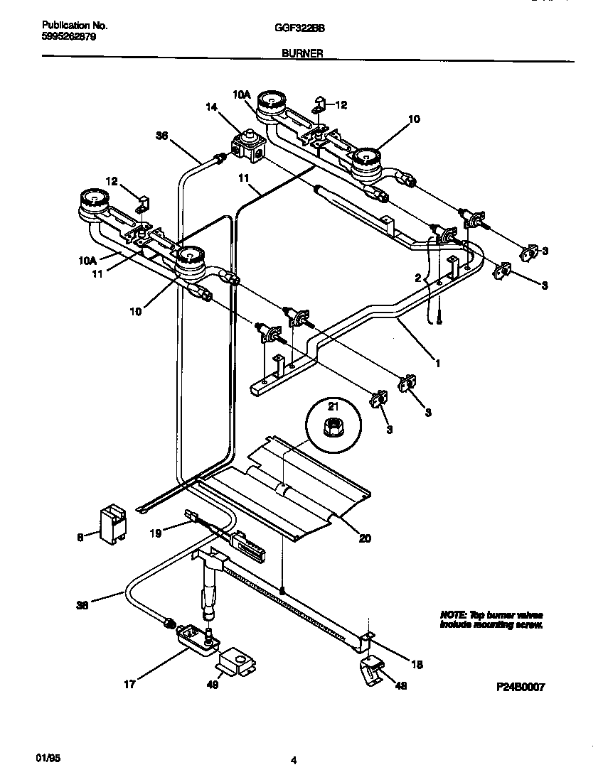 Gibson GGF322BBWB burner diagram