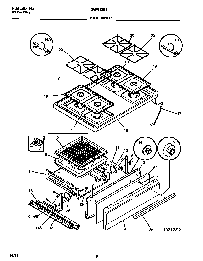 Gibson GGF322BBWB top/drawer diagram