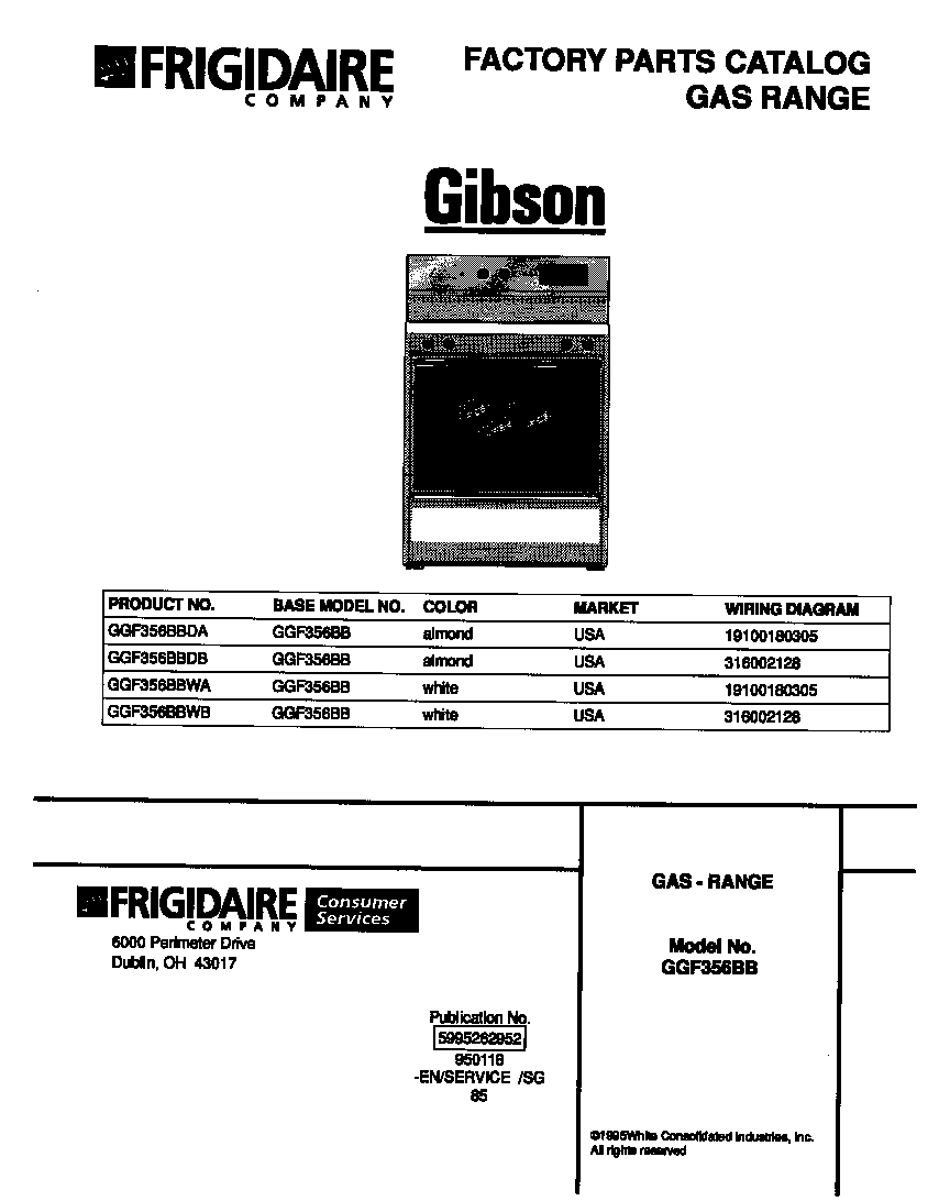 Gibson GGF356BBDB cover page diagram