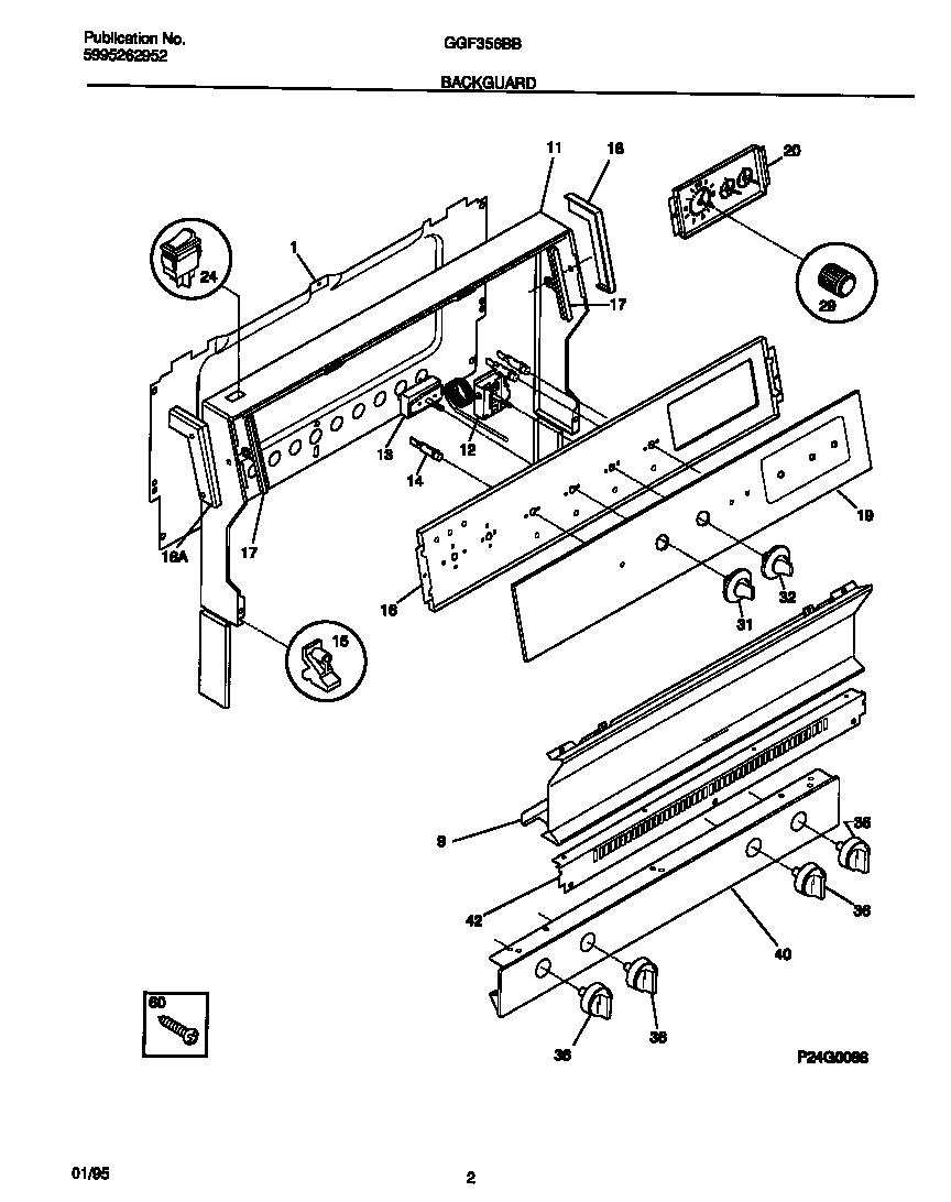 Gibson GGF356BBDB backguard diagram