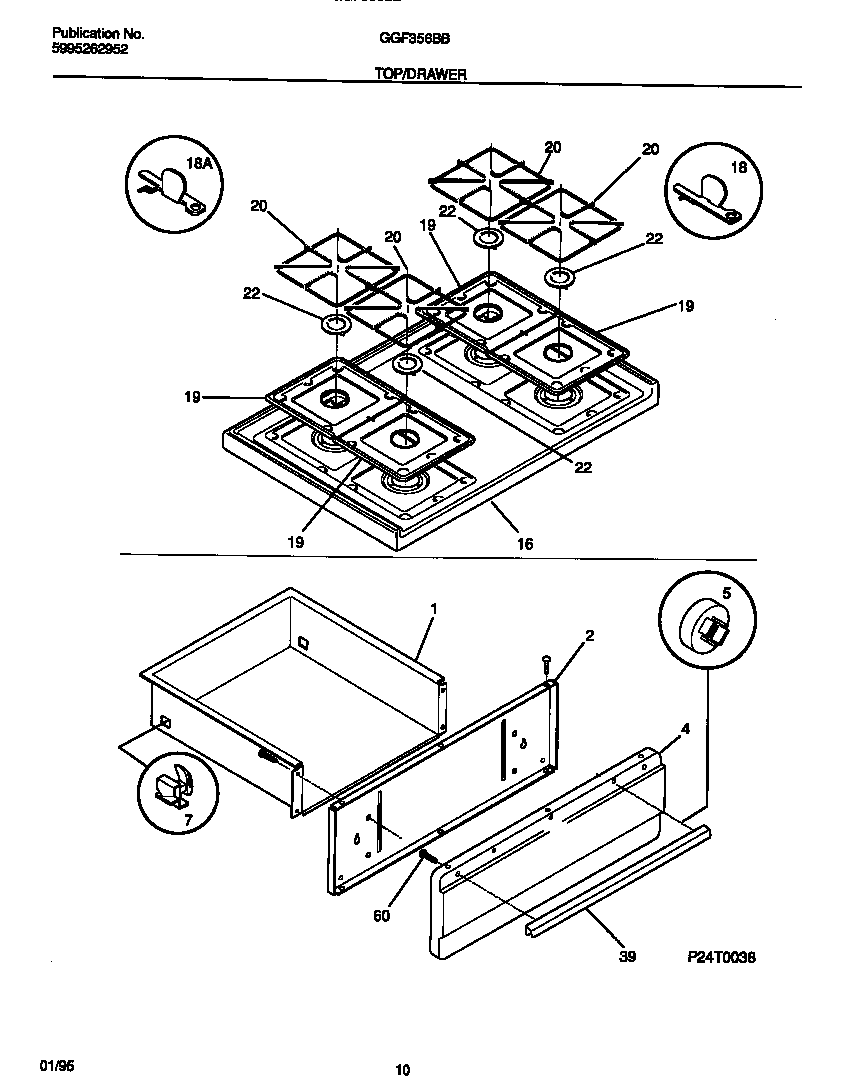 Gibson GGF356BBDB top/drawer diagram