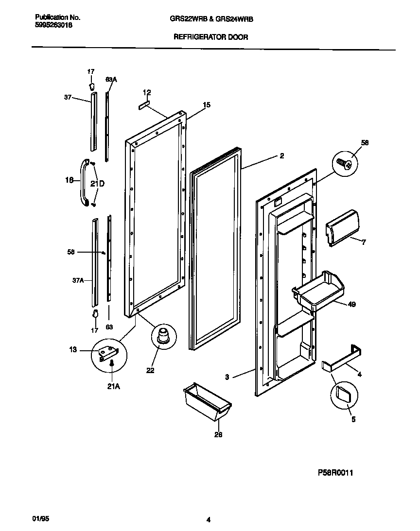 Gibson GRS22WRBD1 refrigerator door diagram