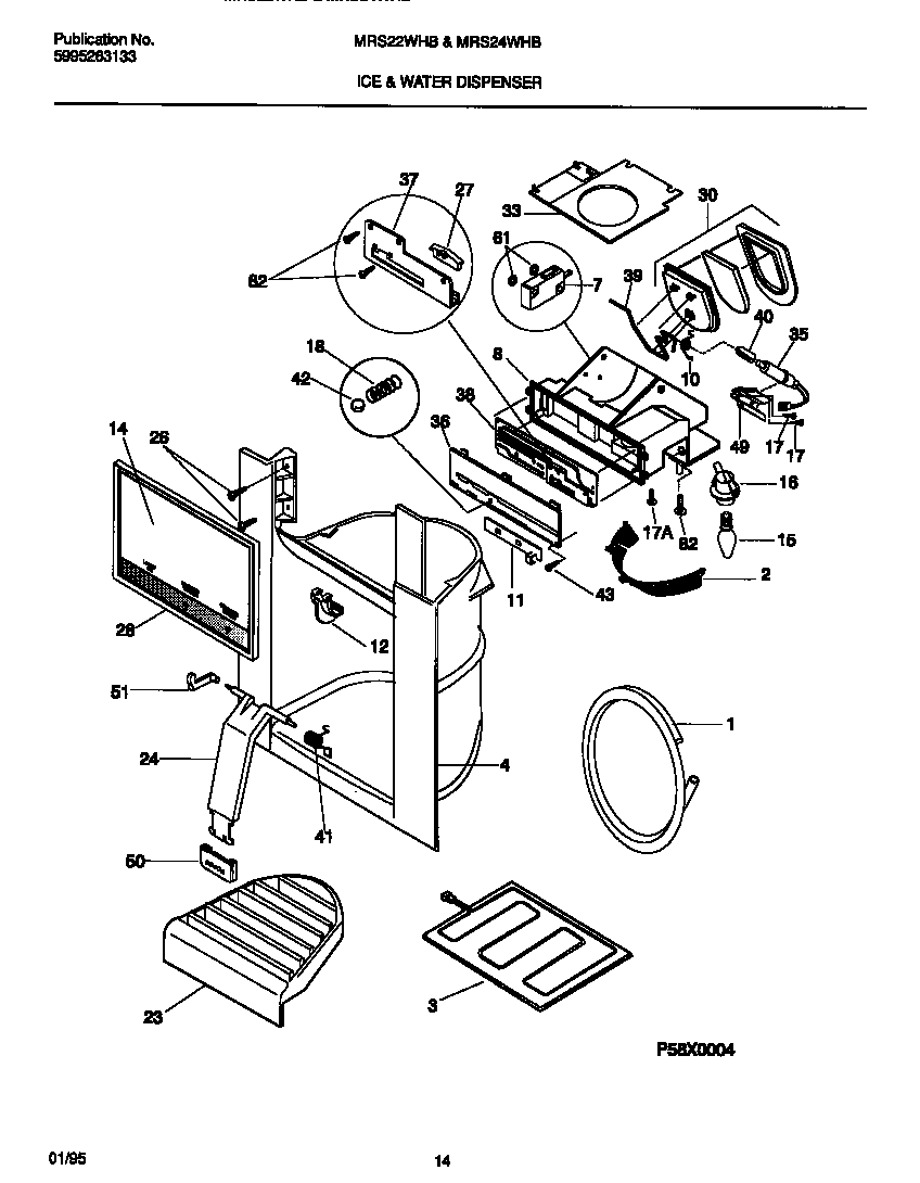 Frigidaire MRS24WHBW1 ice & water dispenser diagram
