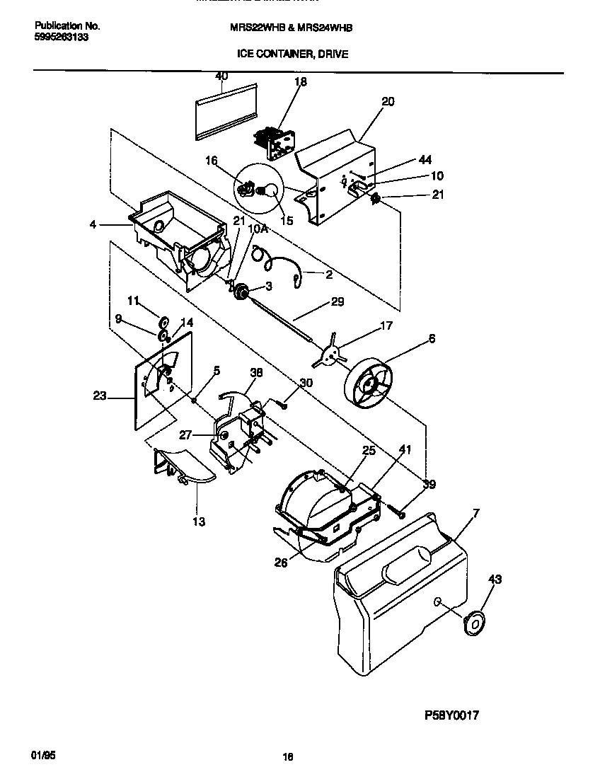 Frigidaire MRS24WHBW1 ice container, drive diagram