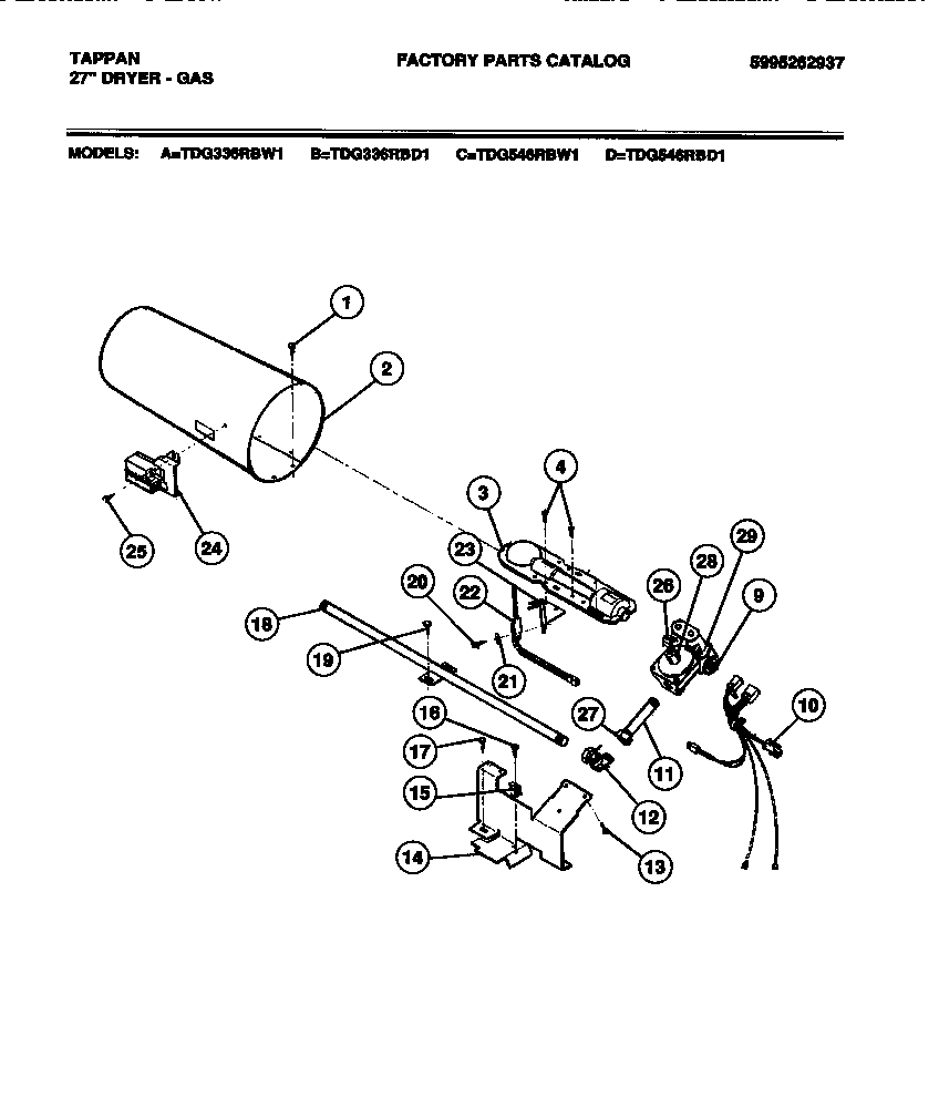 Tappan TDG546RBW1 ignitor diagram