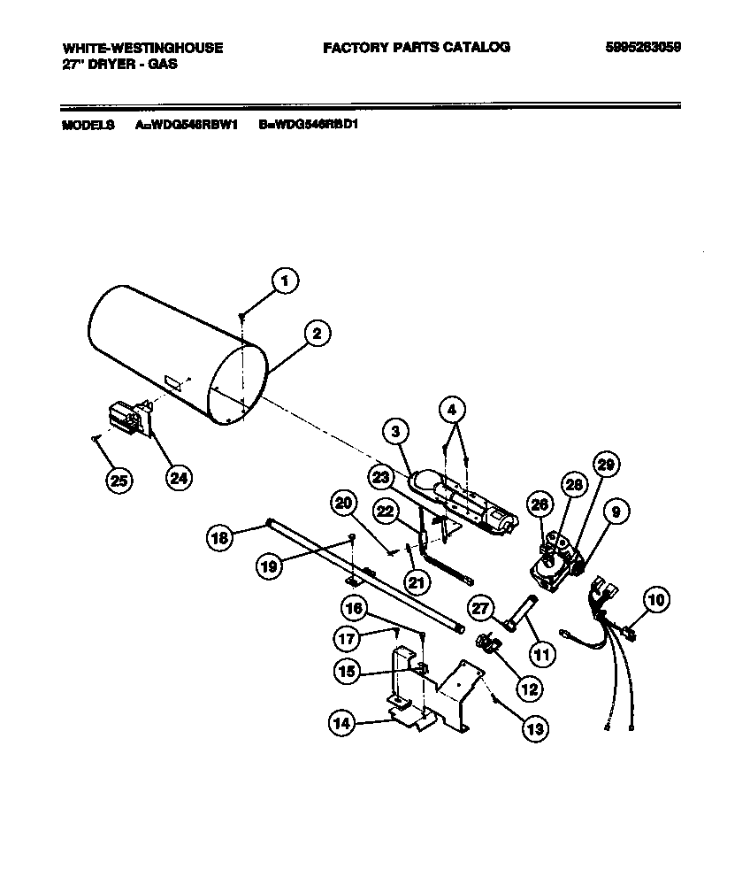 White-Westinghouse WDG546RBD1 ignitor, gas valve diagram