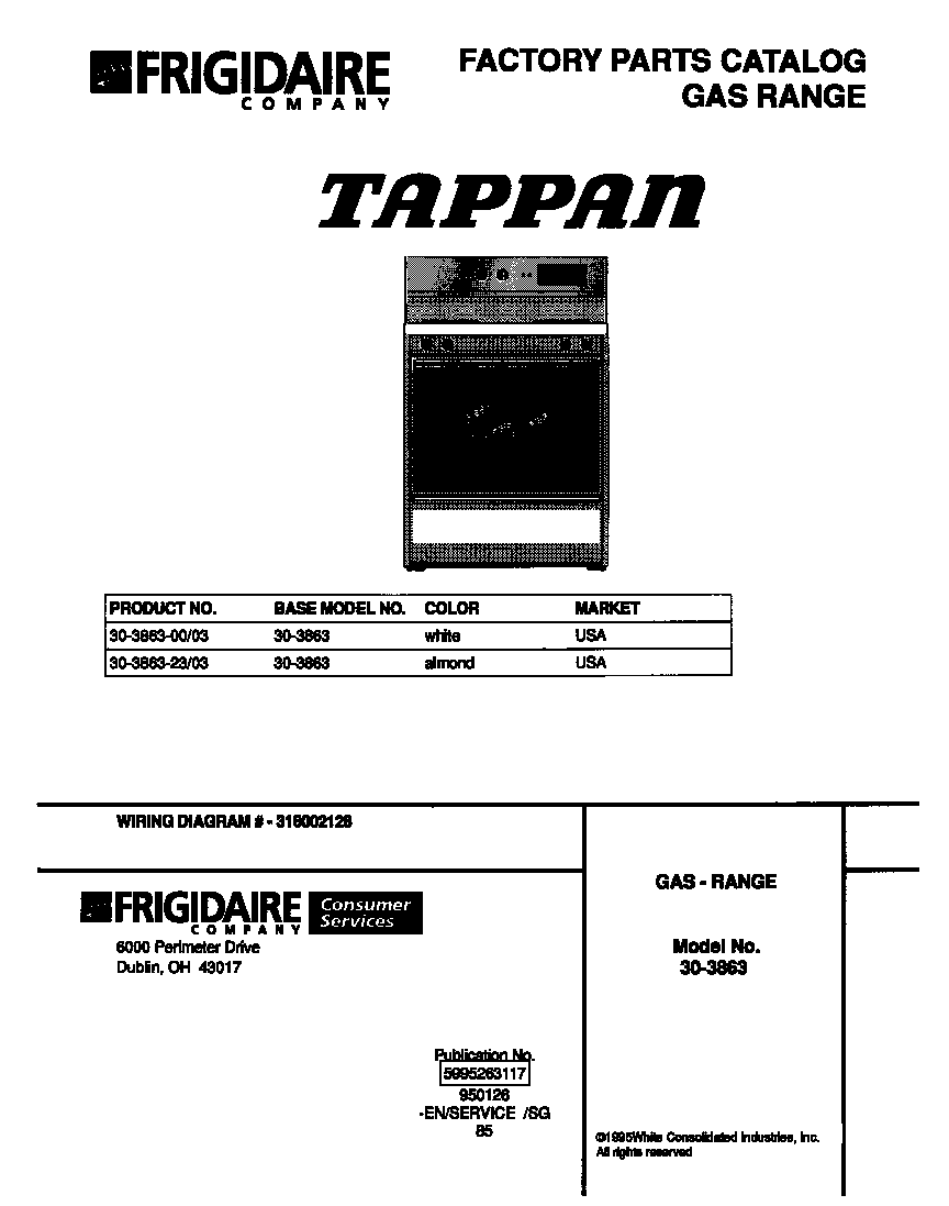 Tappan 30-3863-00-03 cover diagram