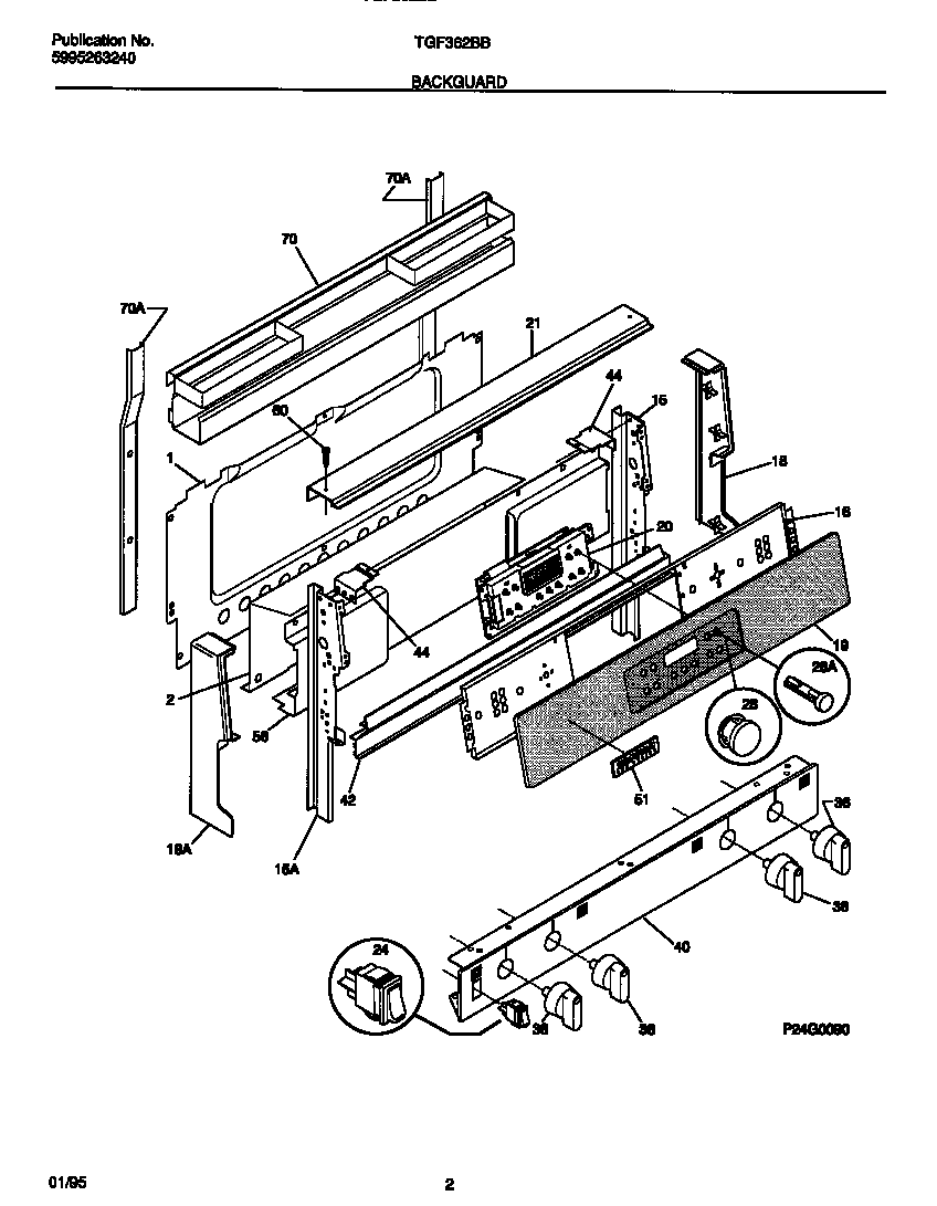 Tappan TGF362BBBA backguard diagram