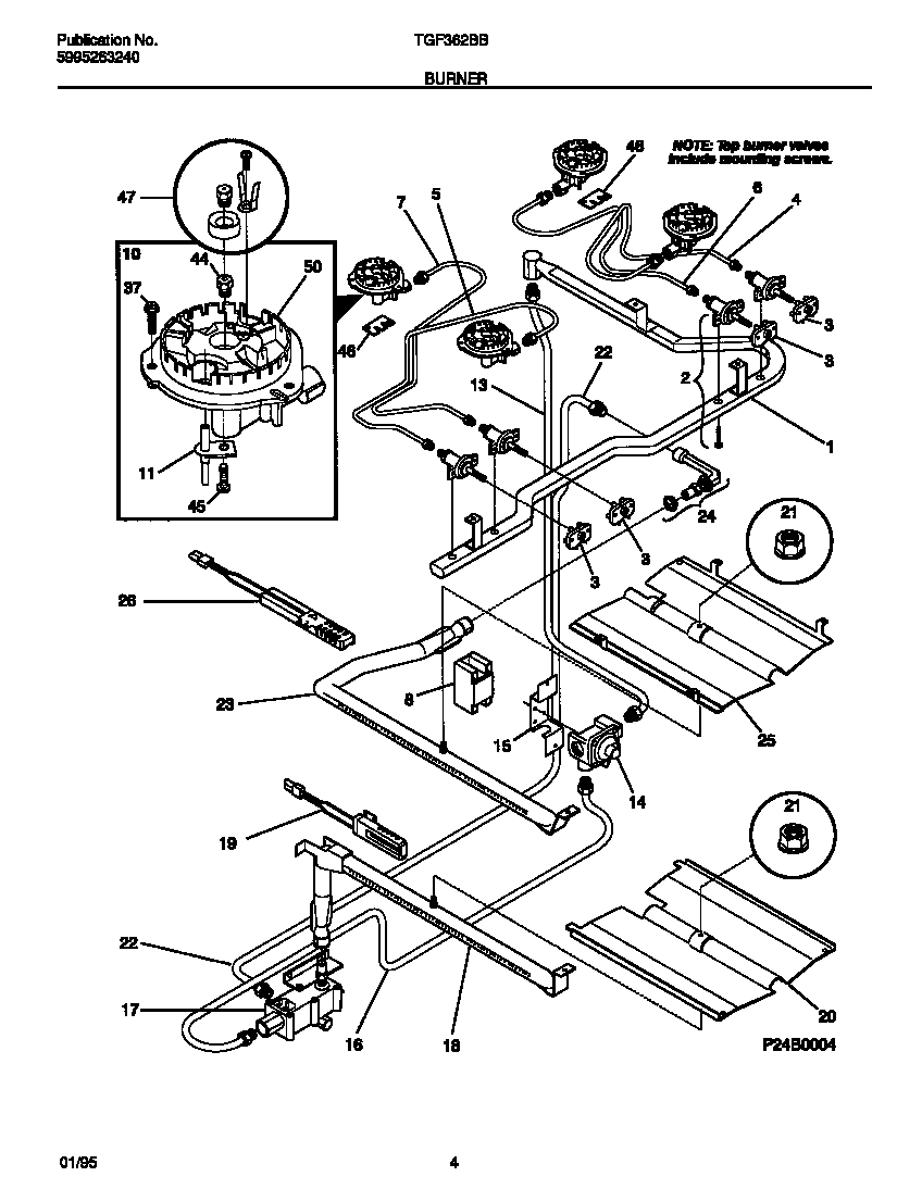 Tappan TGF362BBBA burner diagram