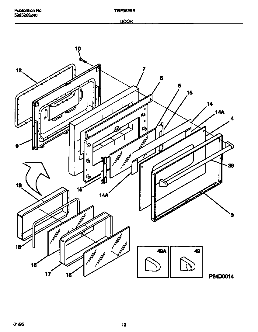 Tappan TGF362BBBA door diagram