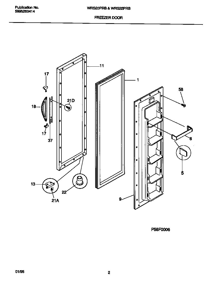 White-Westinghouse WRS22PRBW1 freezer door diagram