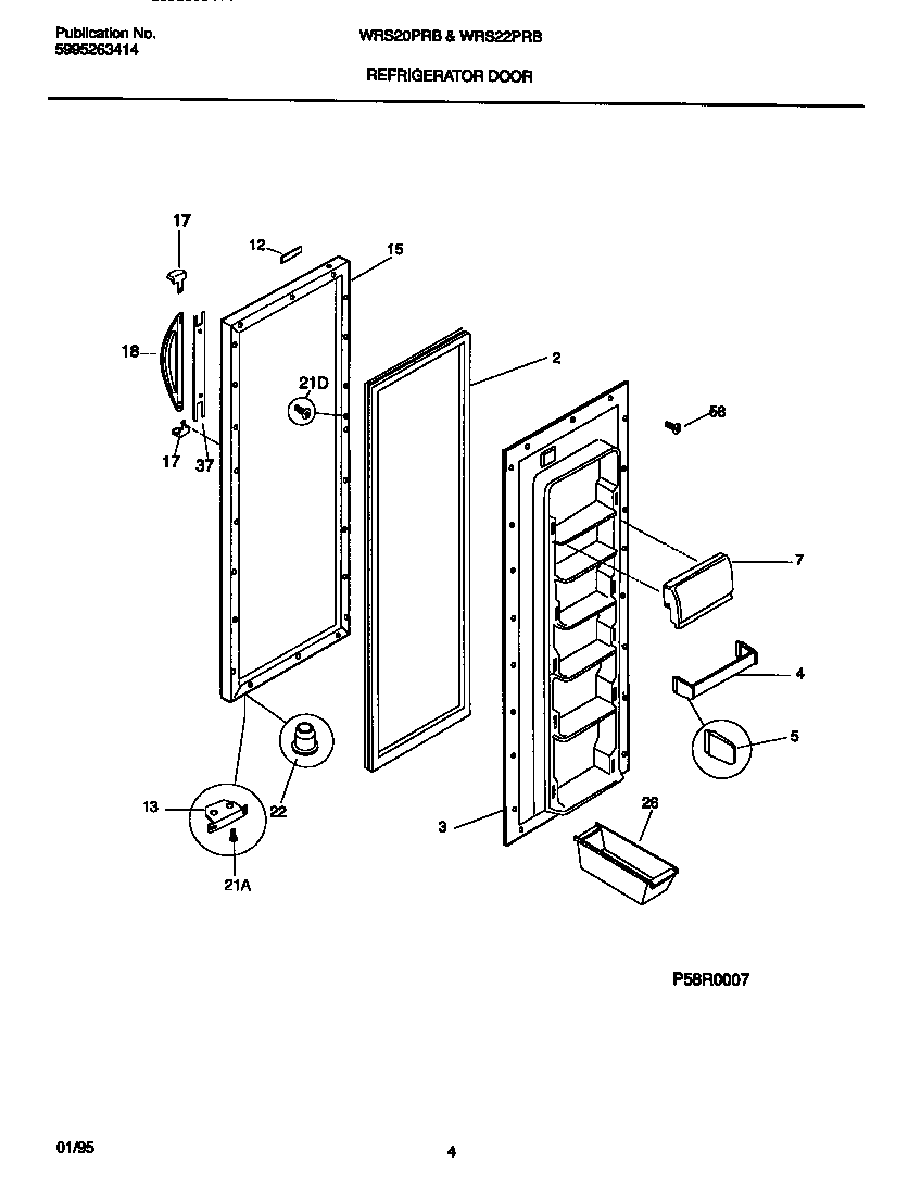 White-Westinghouse WRS22PRBW1 refrigerator door diagram