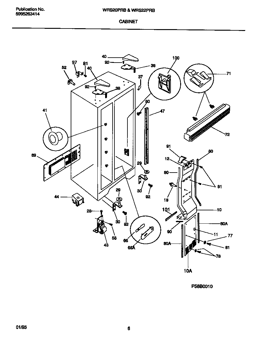 White-Westinghouse WRS22PRBW1 cabinet diagram
