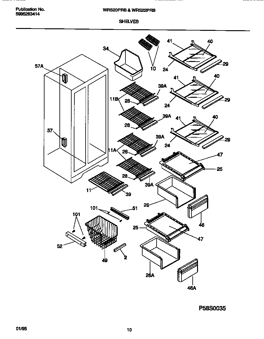 White-Westinghouse WRS22PRBW1 shelves diagram