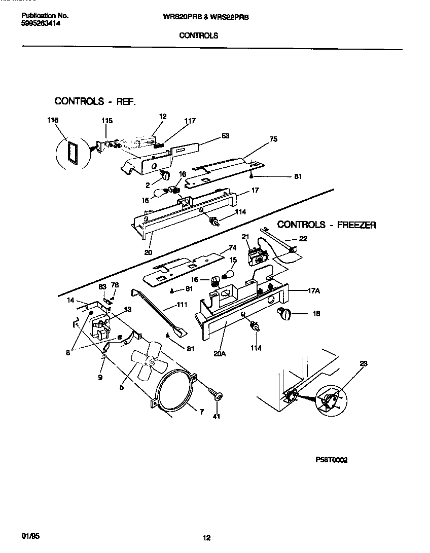 White-Westinghouse WRS22PRBW1 controls diagram
