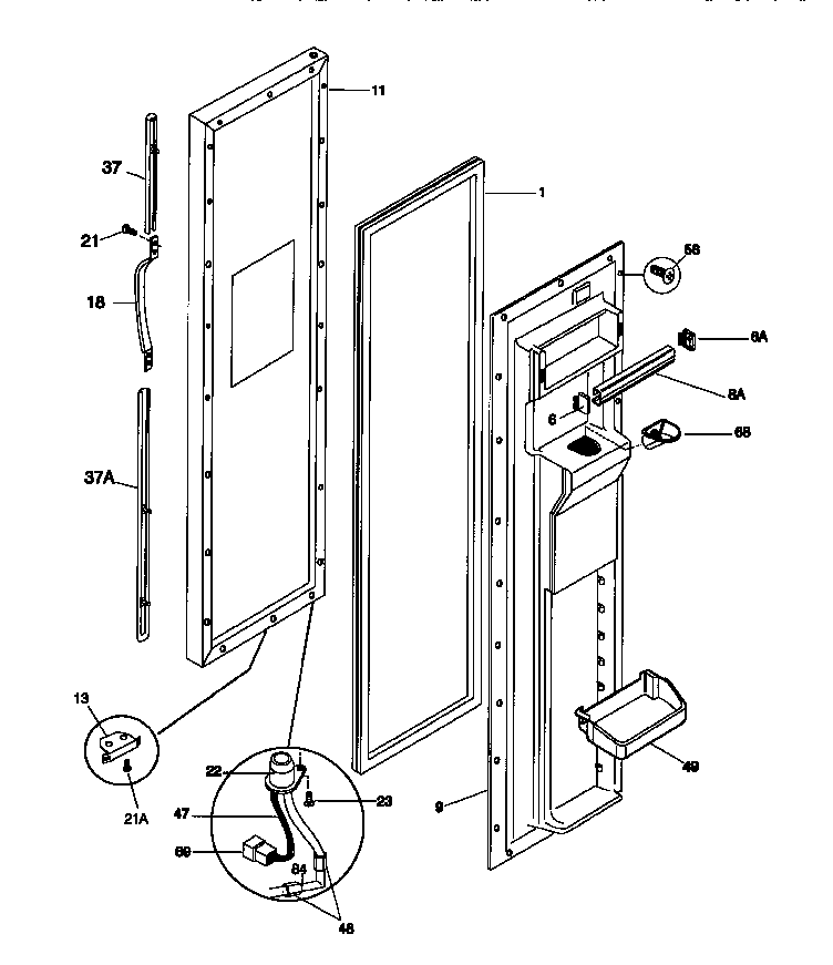 Frigidaire FRS24XGCW0 freezer door diagram
