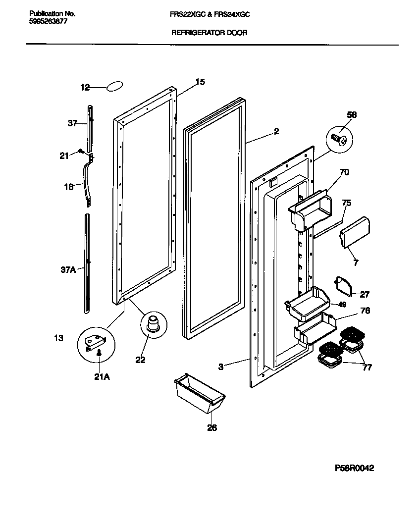 Frigidaire FRS24XGCW0 refrigerator door diagram