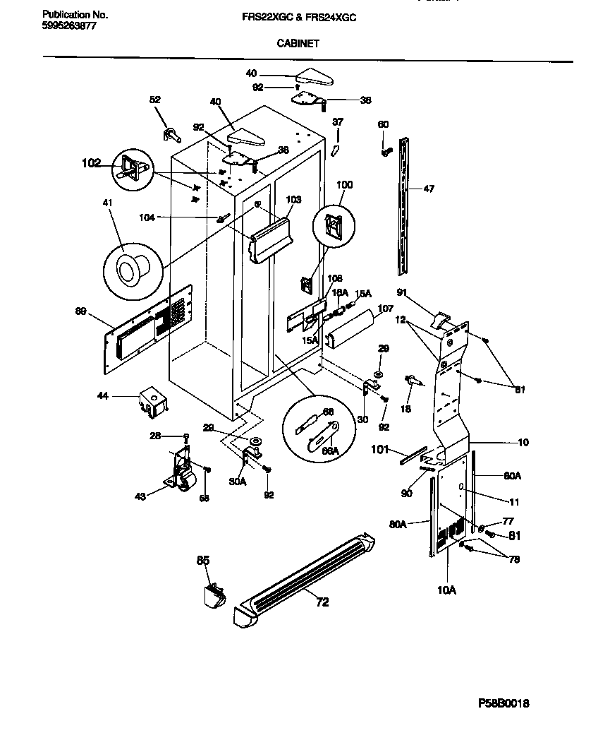 Frigidaire FRS24XGCW0 cabinet diagram