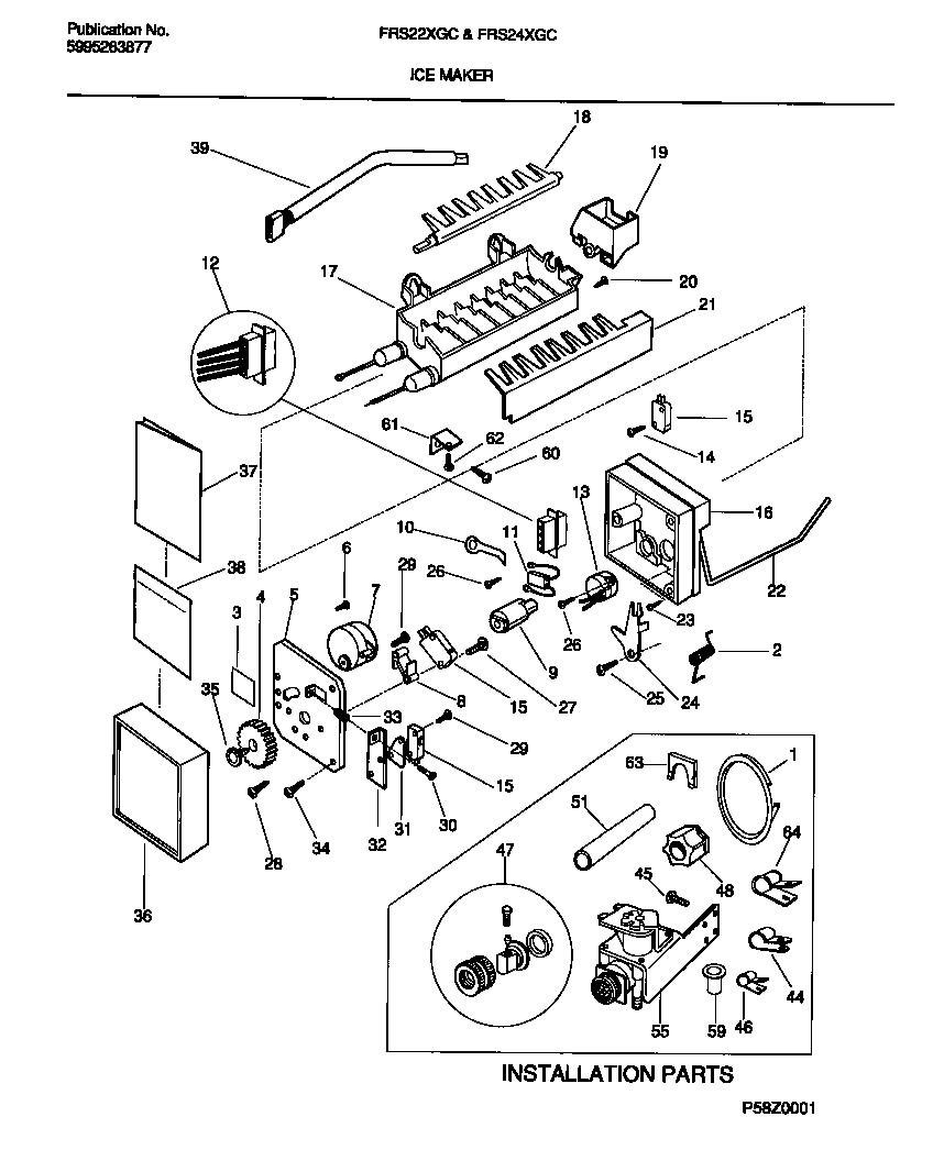 Frigidaire FRS24XGCW0 ice maker diagram