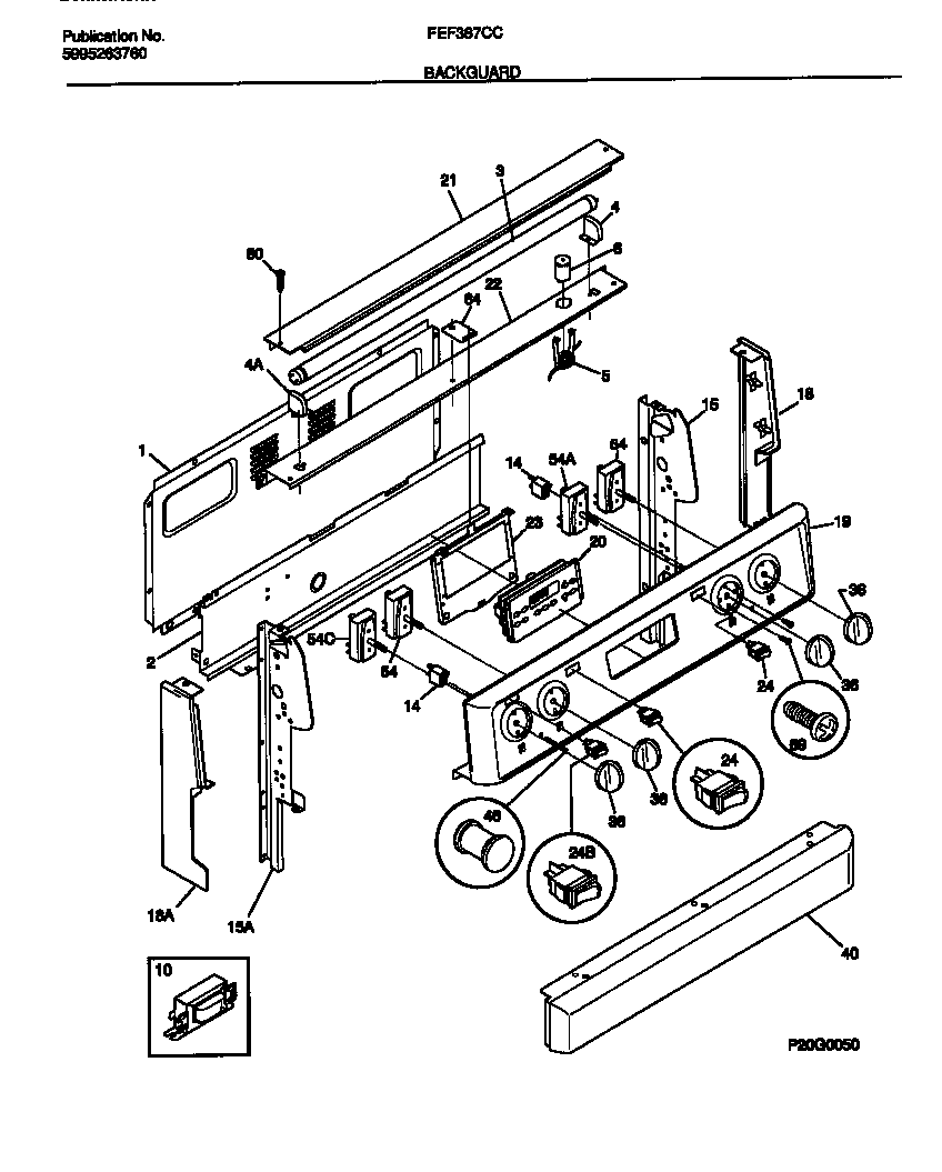 Frigidaire FEF387CCSA backguard diagram