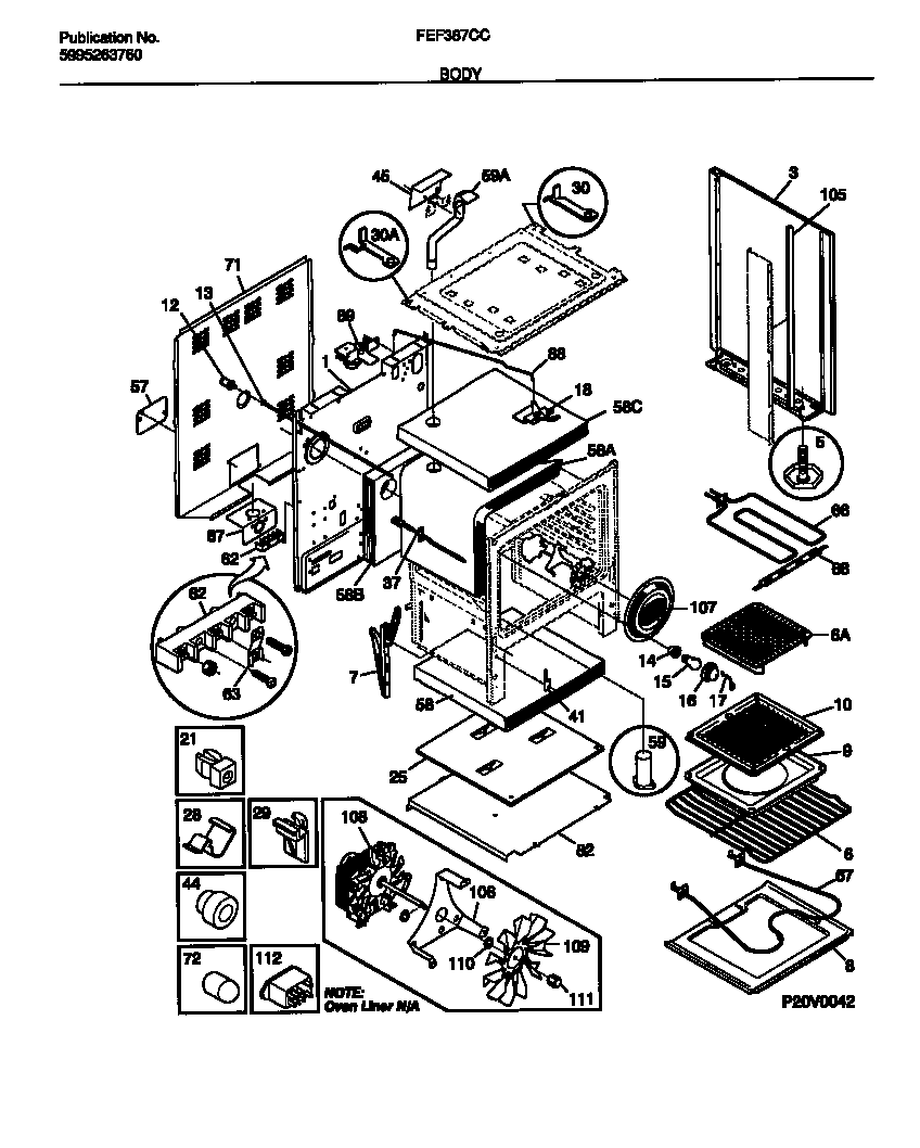 Frigidaire FEF387CCSA body diagram