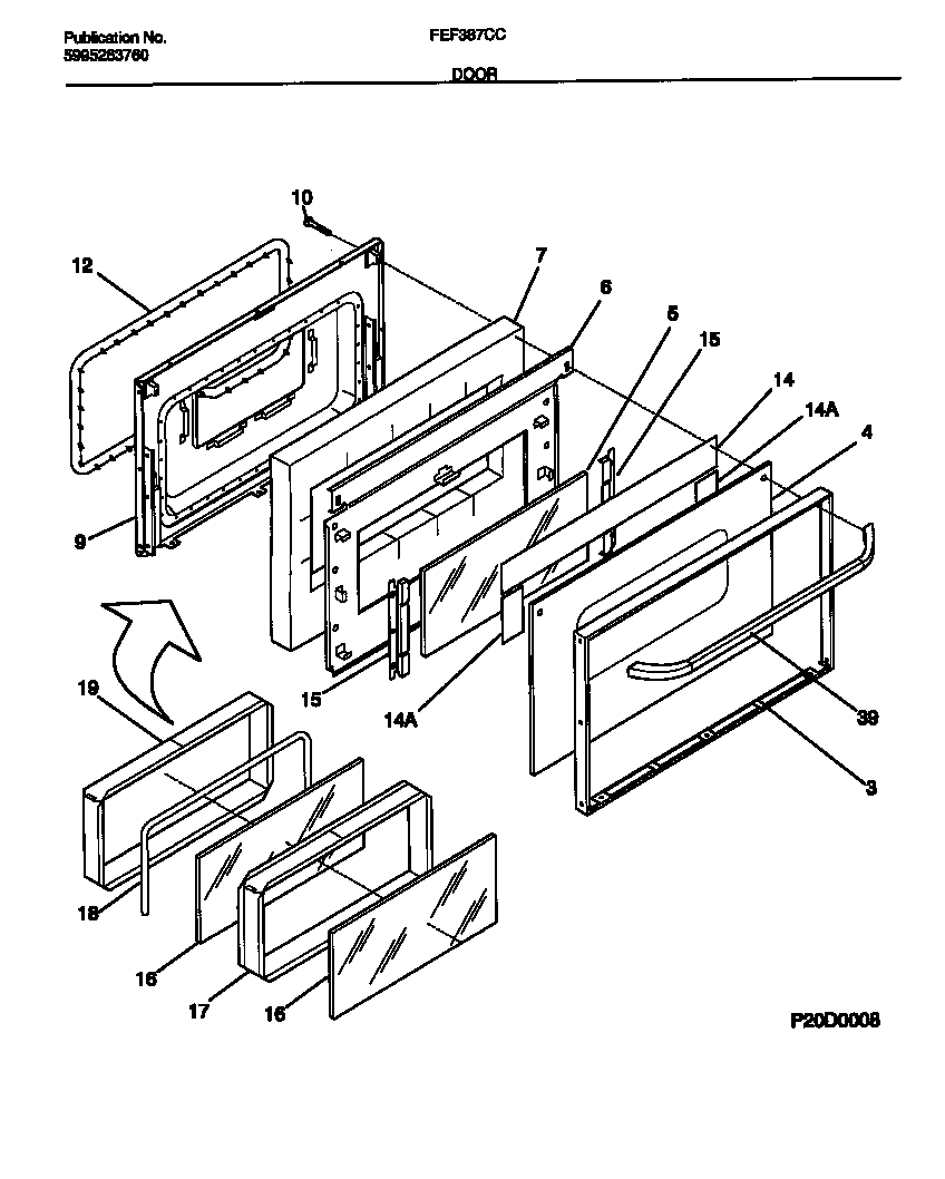 Frigidaire FEF387CCSA door diagram