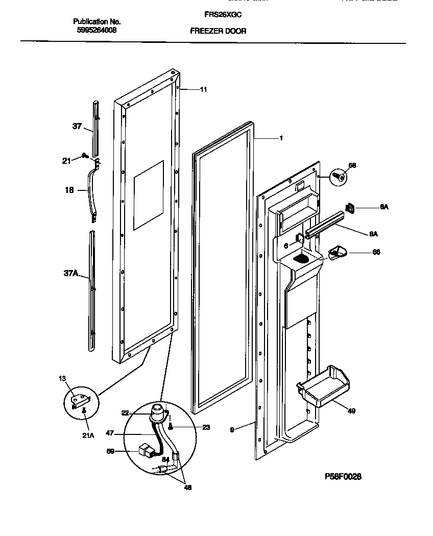 Frigidaire FRS28XGCW0 freezer door diagram