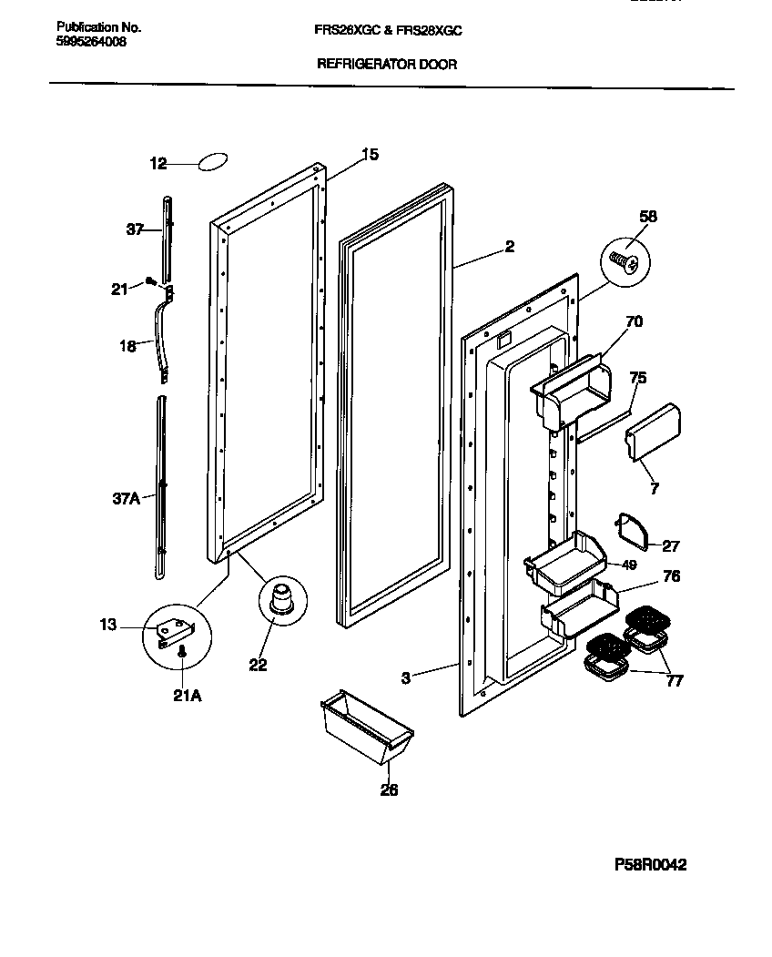 Frigidaire FRS28XGCW0 refrigerator door diagram