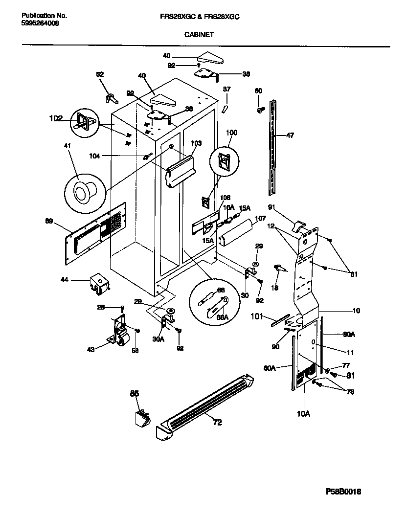 Frigidaire FRS28XGCW0 cabinet diagram