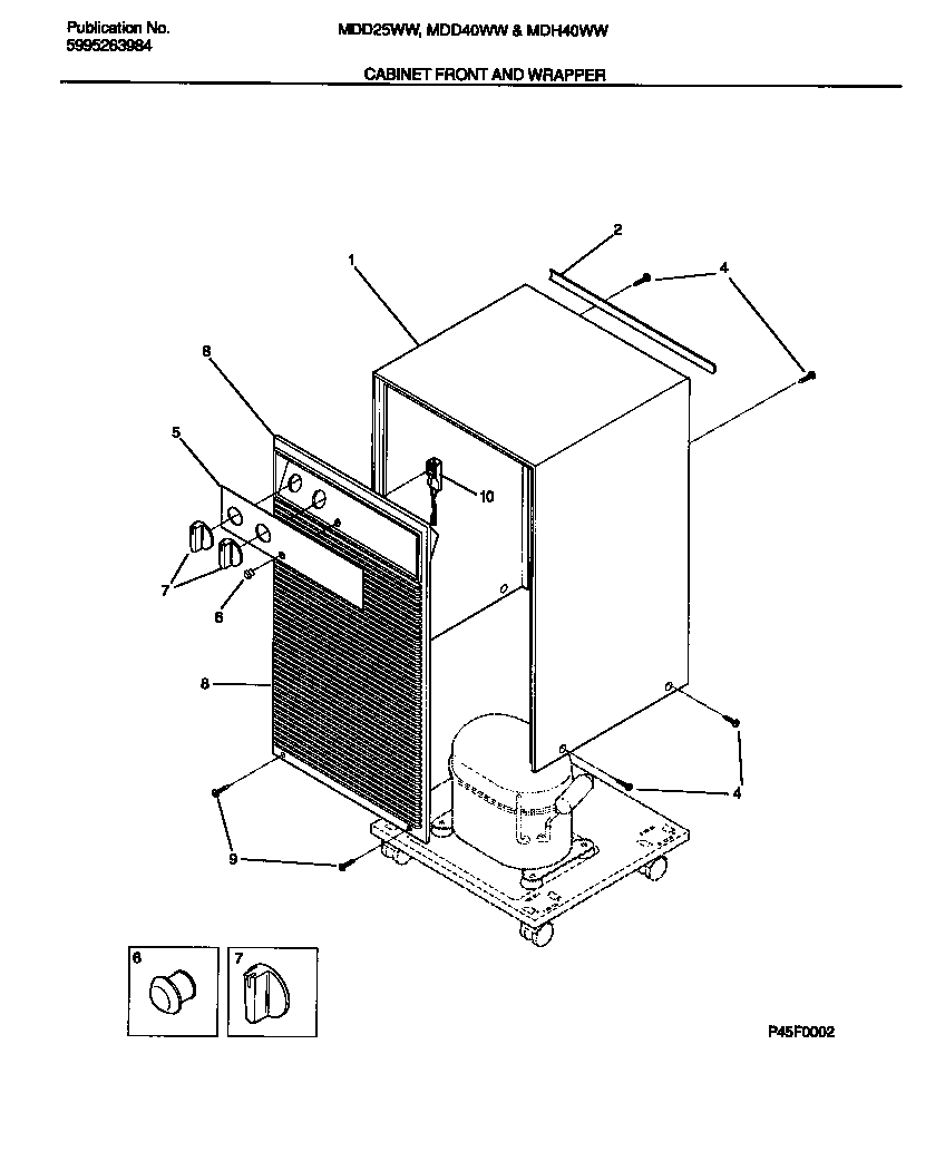 White-Westinghouse MDD40WW4 cabinet front and wrapper diagram