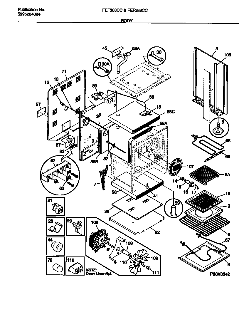 Frigidaire FEF368CCSA body diagram
