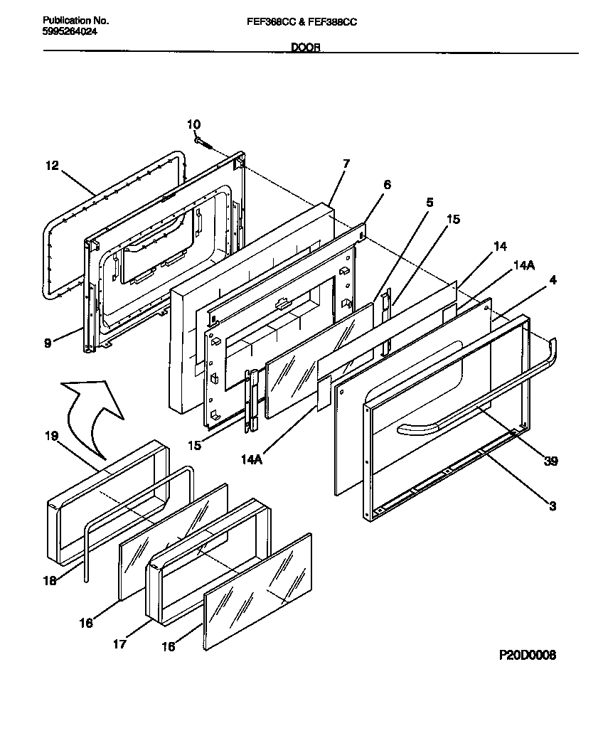 Frigidaire FEF368CCSA door diagram