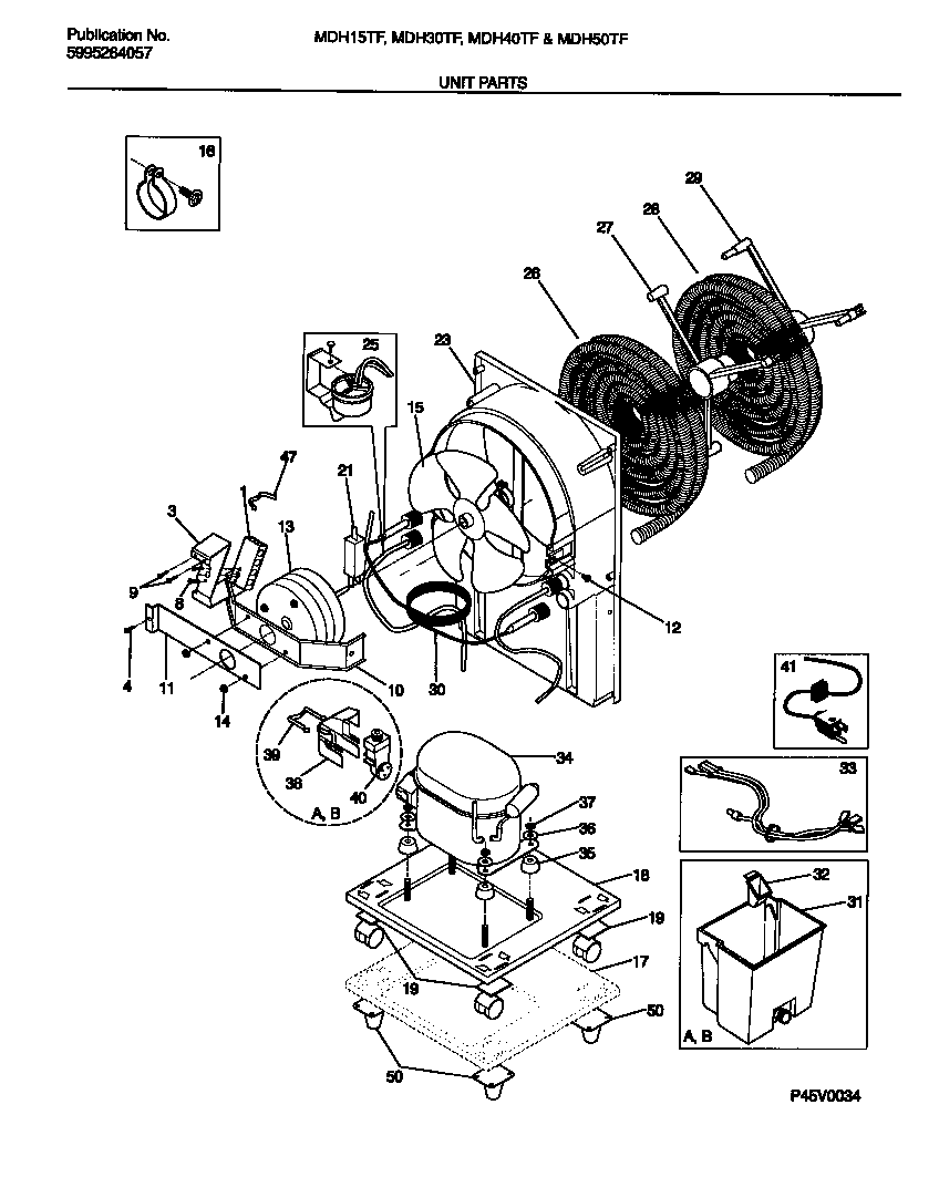 Frigidaire MDH15TF3 unit parts diagram