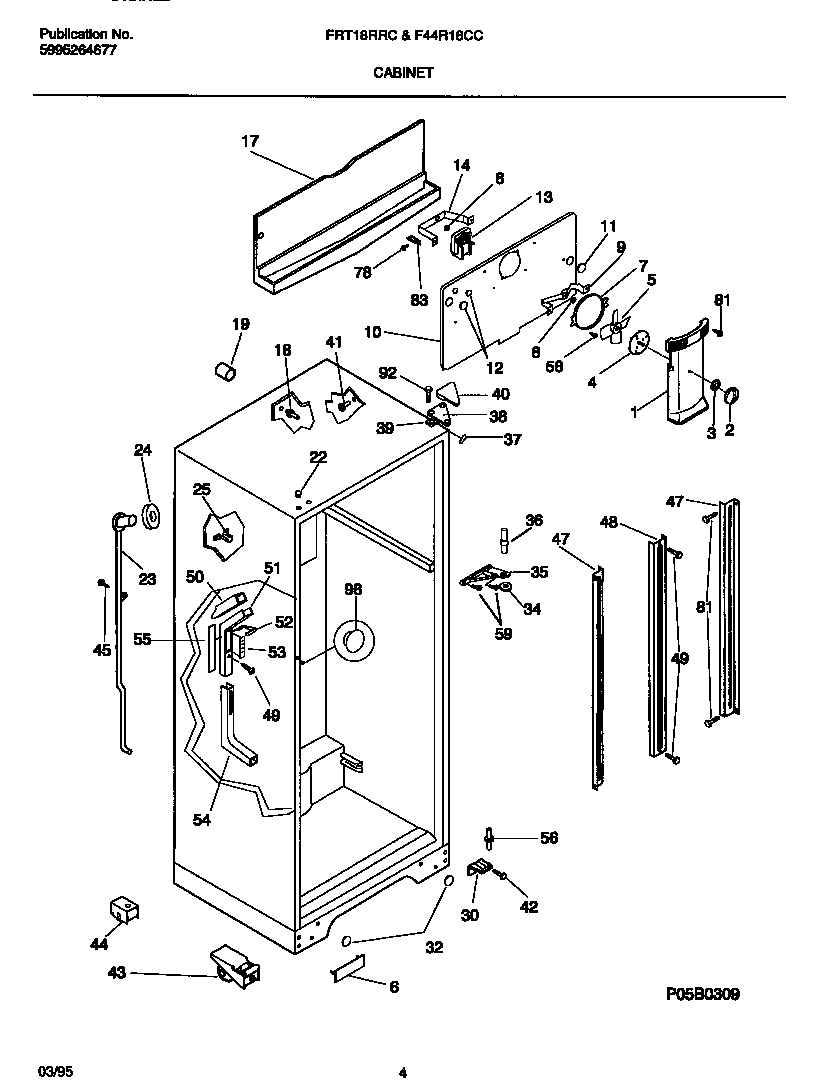 Frigidaire FRT18RRCD0 cabinet diagram